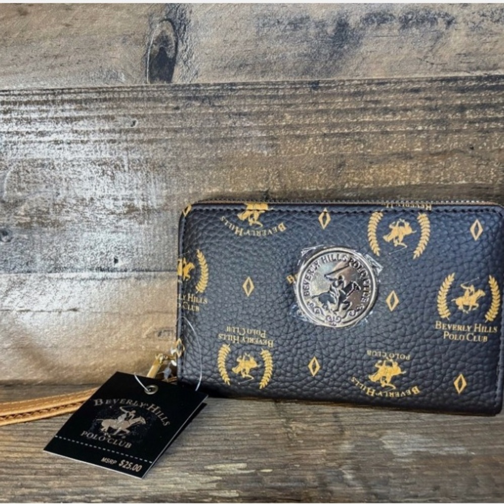Beverly Hills Polo Club Dark Brown Wristlet with Gold Details